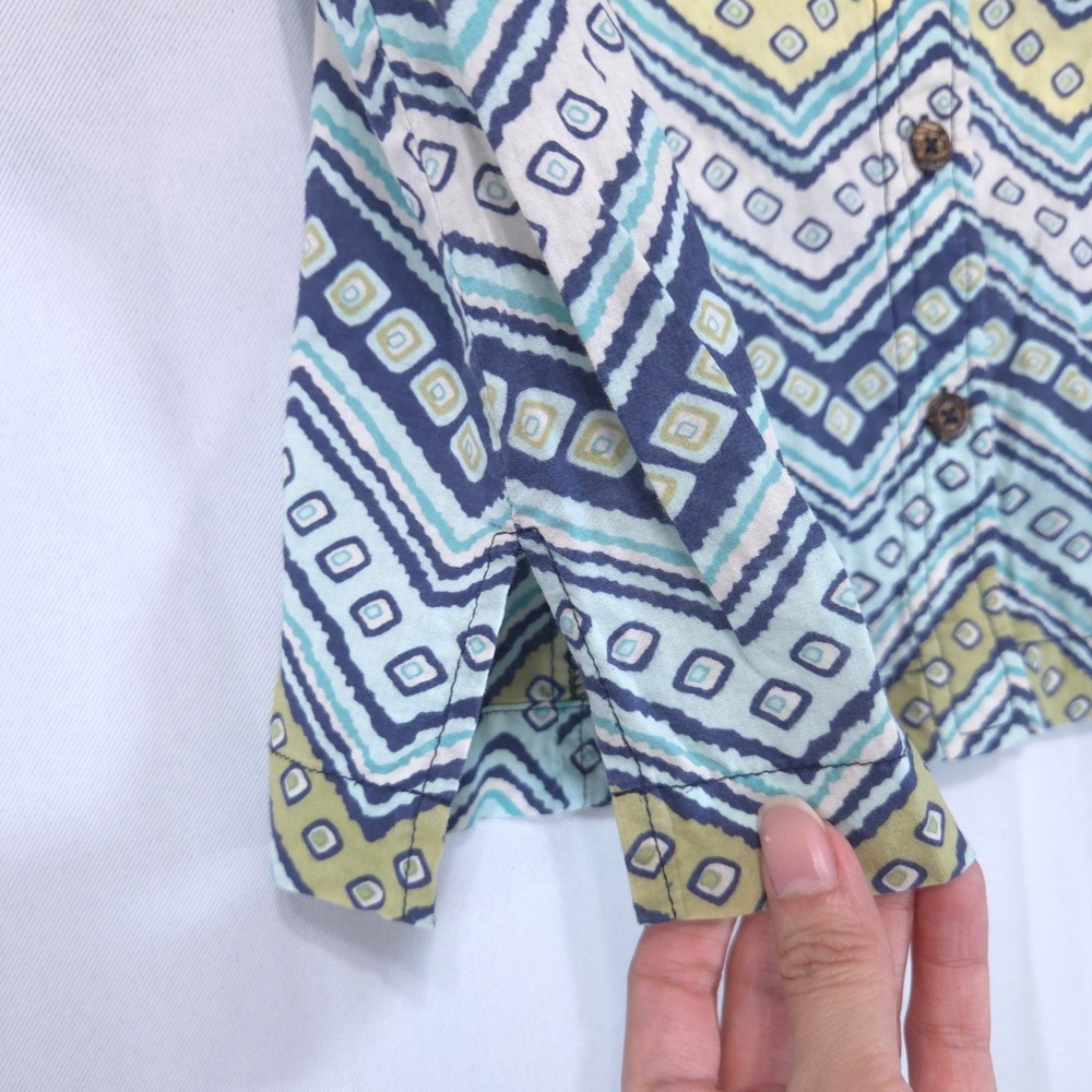 Royal Robbins Chevron Sleeveless Button Down Shirt Womens S Blue Green Coastal - Picture 5 of 9